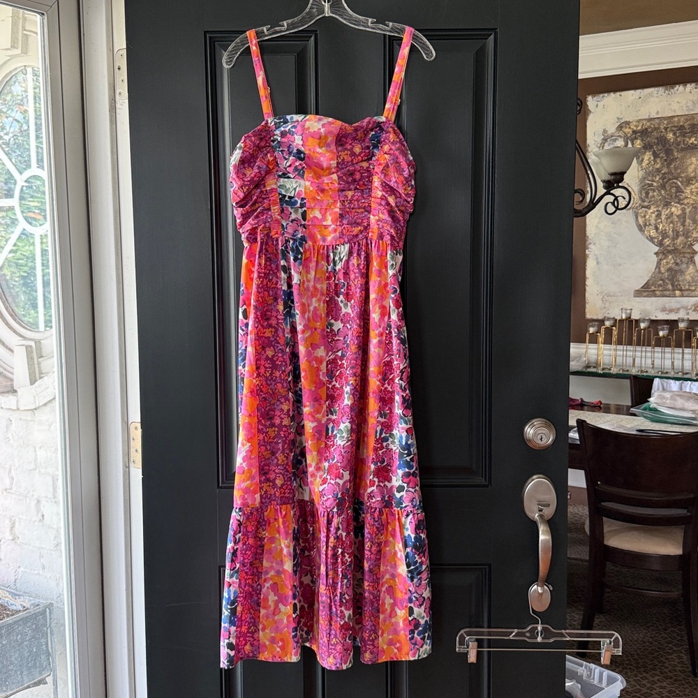 French Connection Carrie Era Tiered Floral Striped Midi Sundress Dress Size 8 - Picture 6 of 14